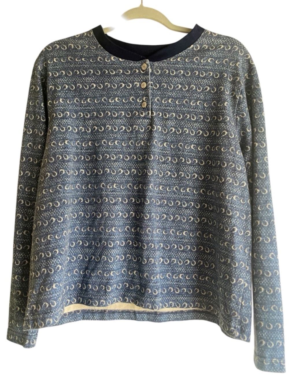 Wrangler Navy and Cream Crescent-Print Long Sleeve Top